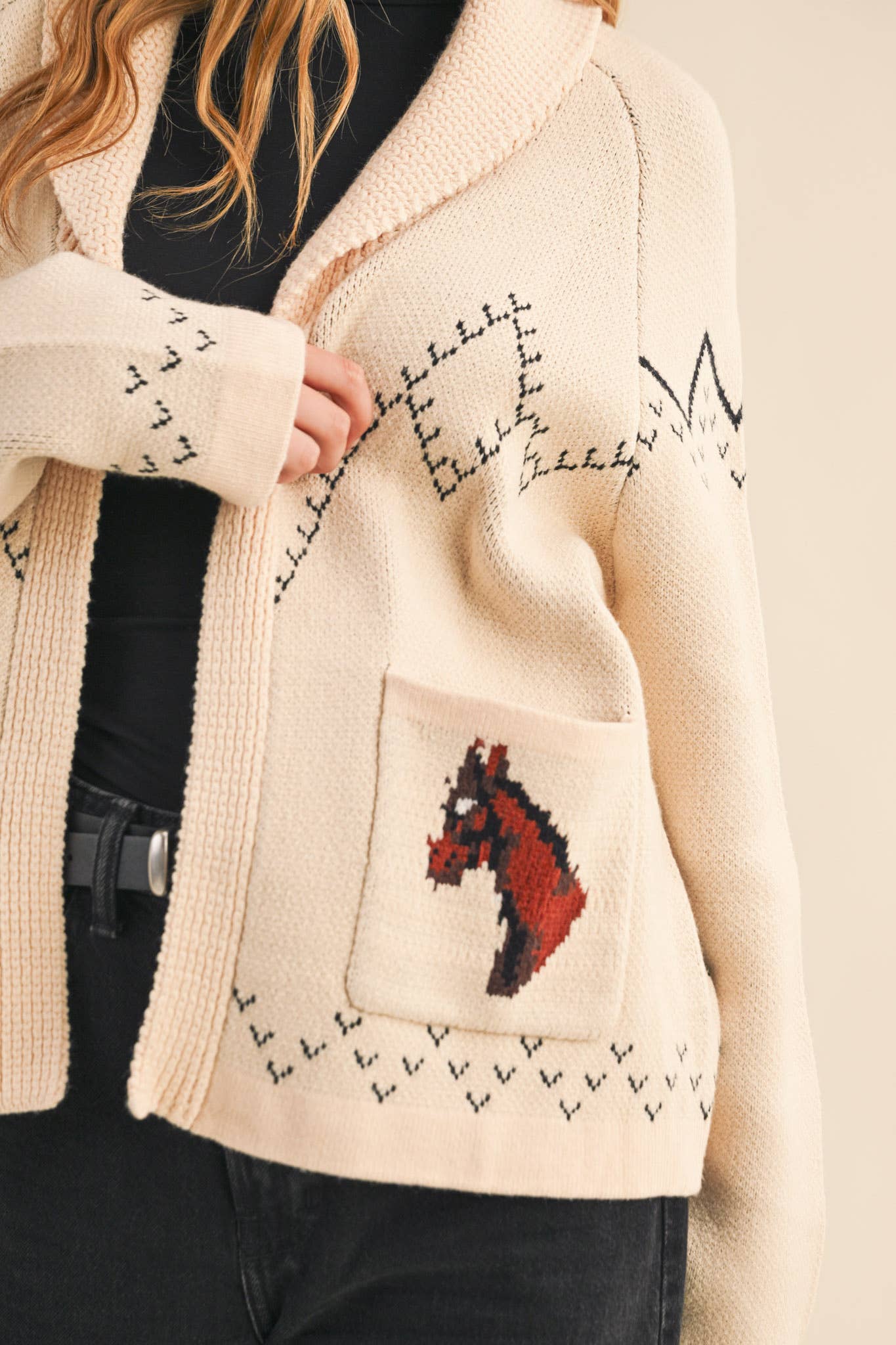 Horse Knit Sweater Cardigan
