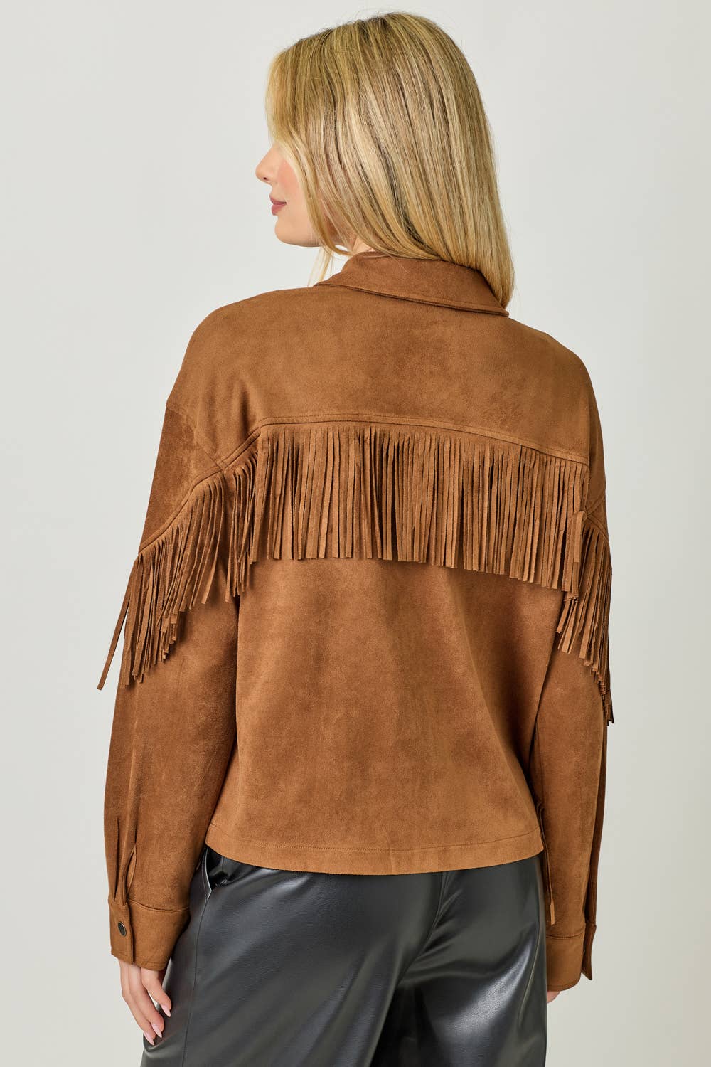 Silas Fringe Back Detail Suede Shirt Jacket