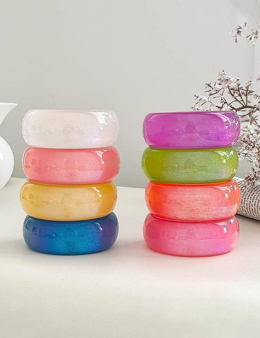 Chunky Iridescent Round Resin Stackable Bangle Bracelet MK2PPPO6W6JBR126