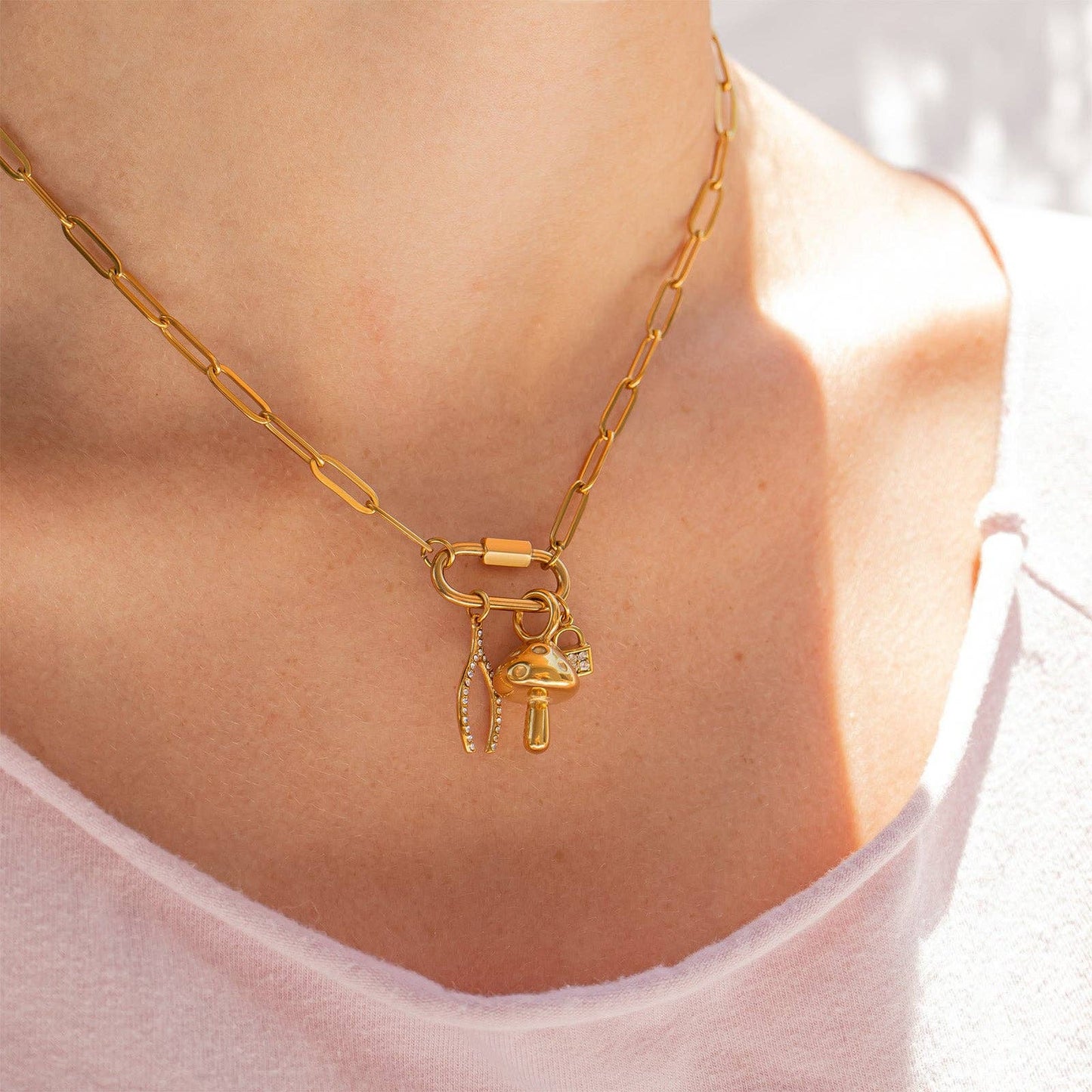 Paperclip Carabiner Charm Necklace