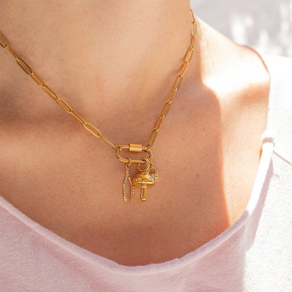 Paperclip Carabiner Charm Necklace