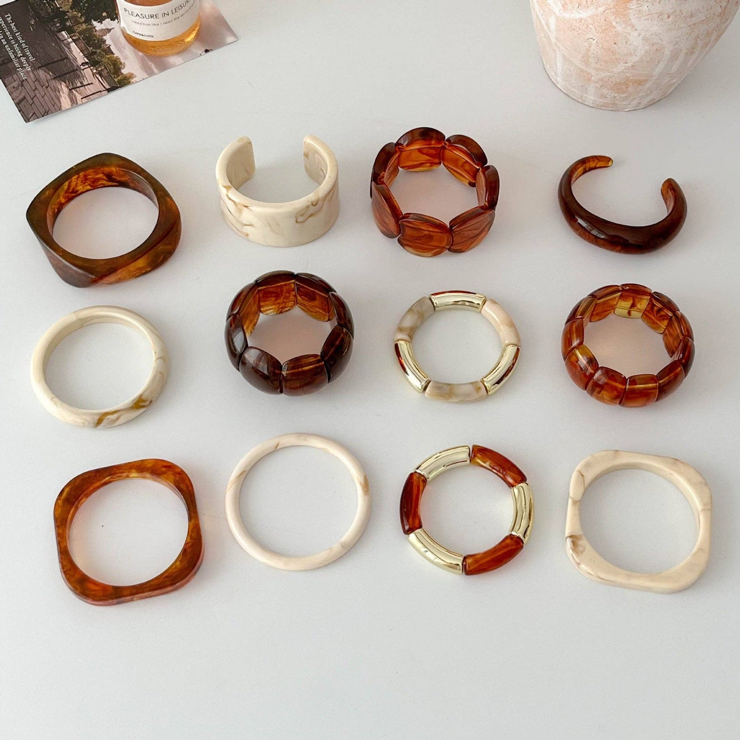 Chunky Resin Geometric Stackable Wide Bracelet MK2PPPO6W6JBR140