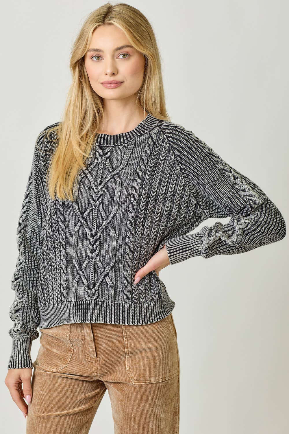 Oaklyn Washed Cable Sweater