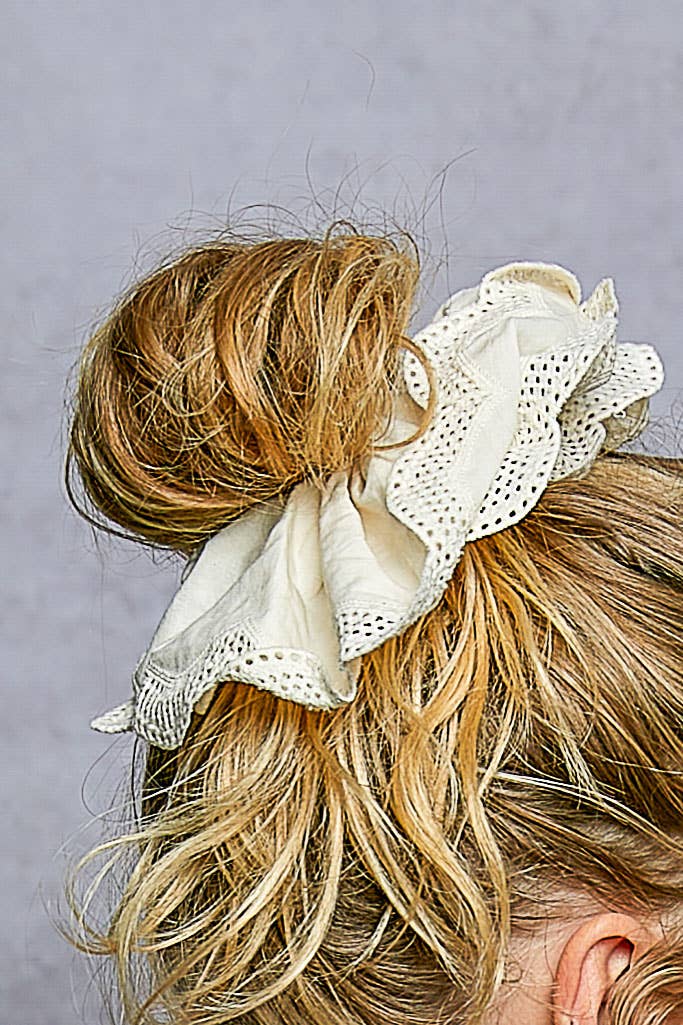 Embroidered Scrunchies Hair Ties