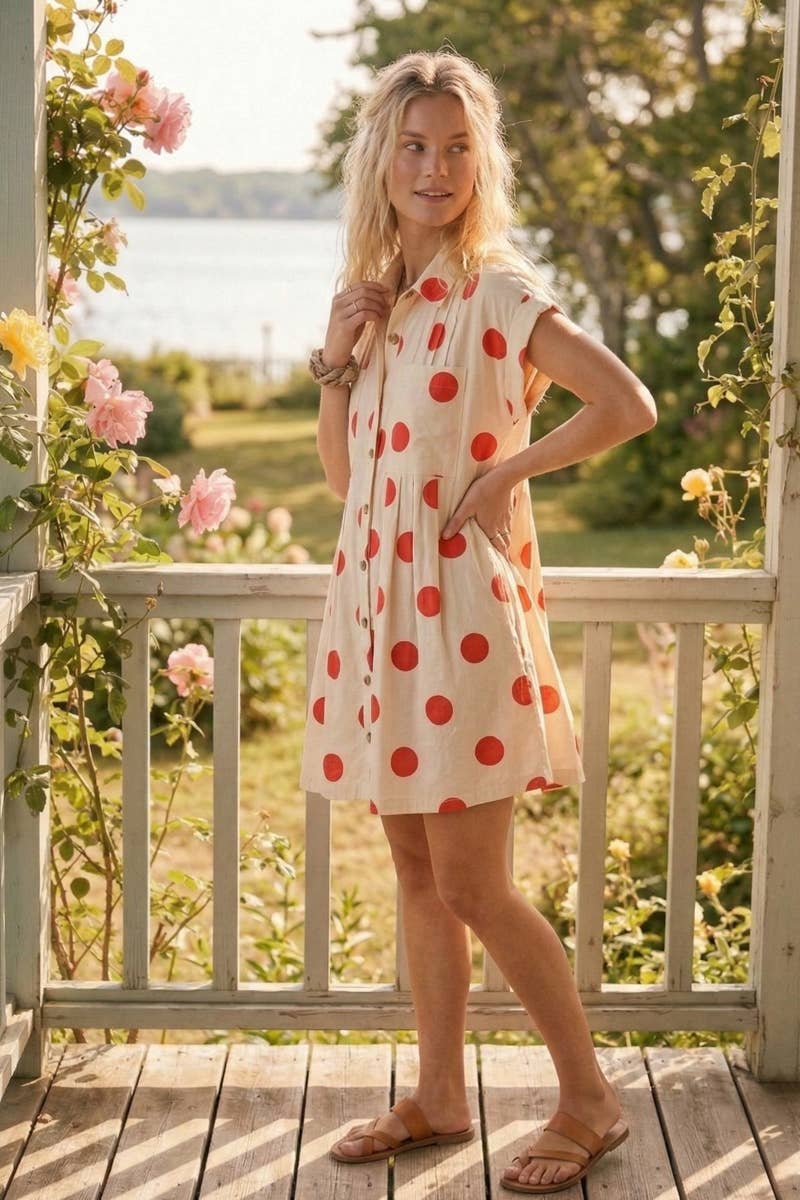 GameDay Polka Dot Button Down Mini Dress