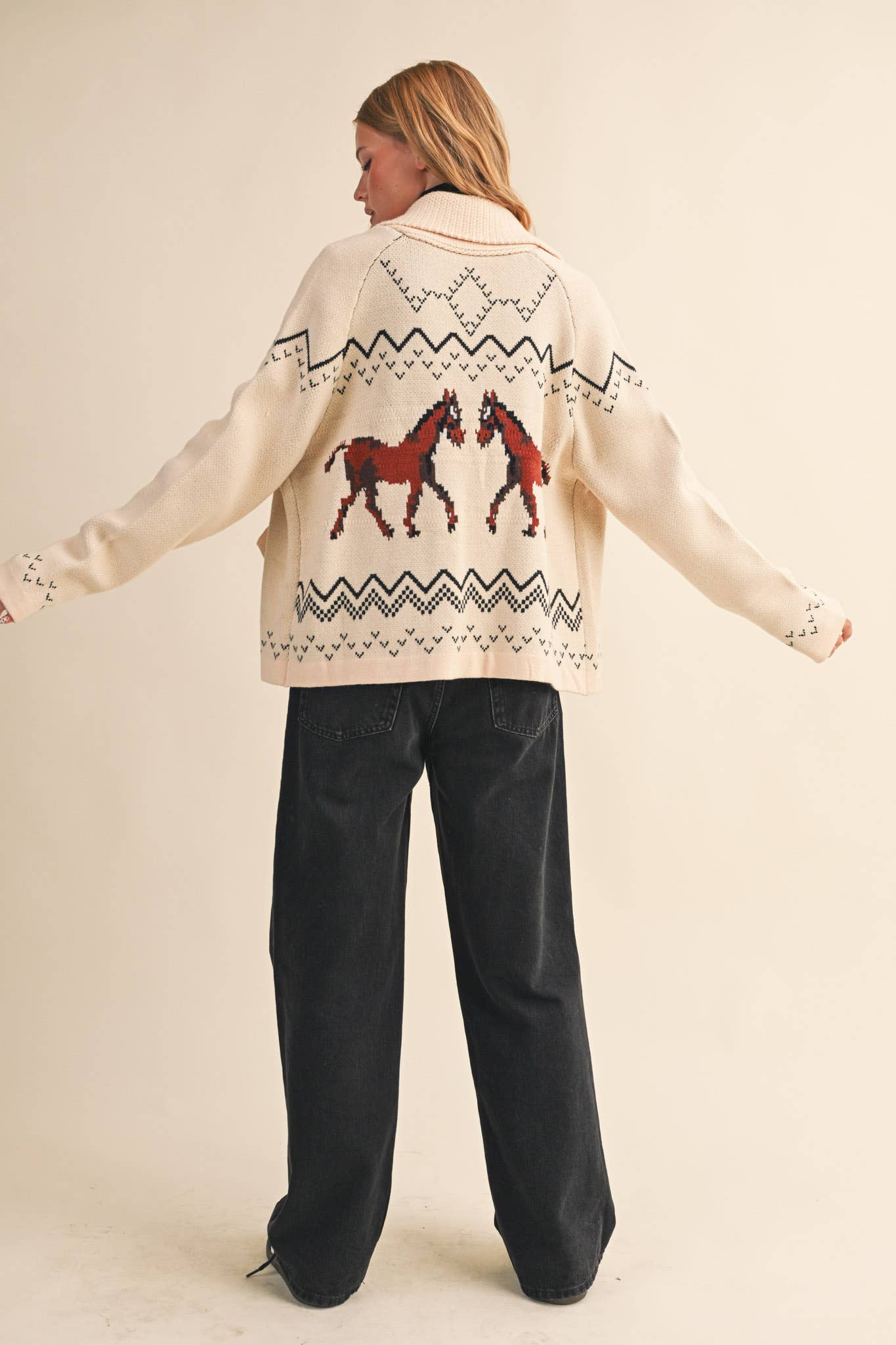 Horse Knit Sweater Cardigan