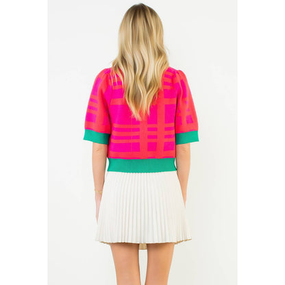 Short Sleeve Pattern Detail Top