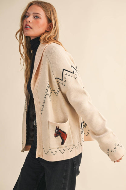 Horse Knit Sweater Cardigan