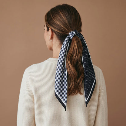 Gingham Black Twirl & Tie Scarf