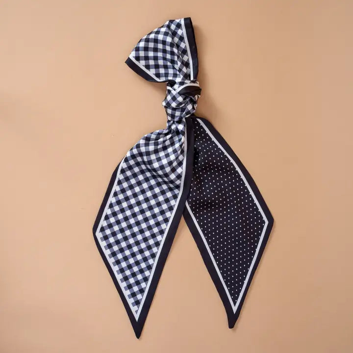 Gingham Black Twirl & Tie Scarf