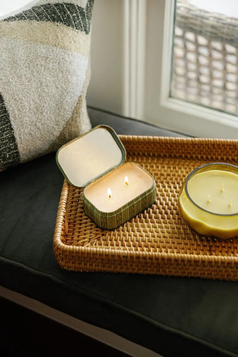 Smoked Pistachio Chérie tin candle lifestyle photo