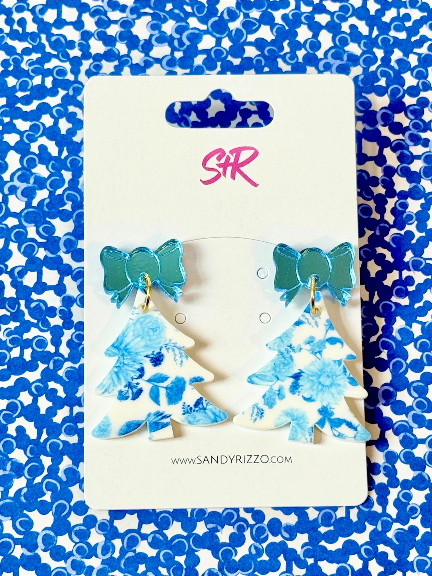 Blue and White Holiday Earrings