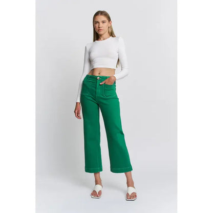 Super High Wide Leg Crop Emerald Jeans