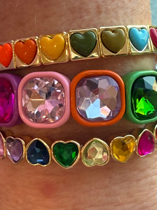 Rainbow Hearts Build a Stack Bracelets