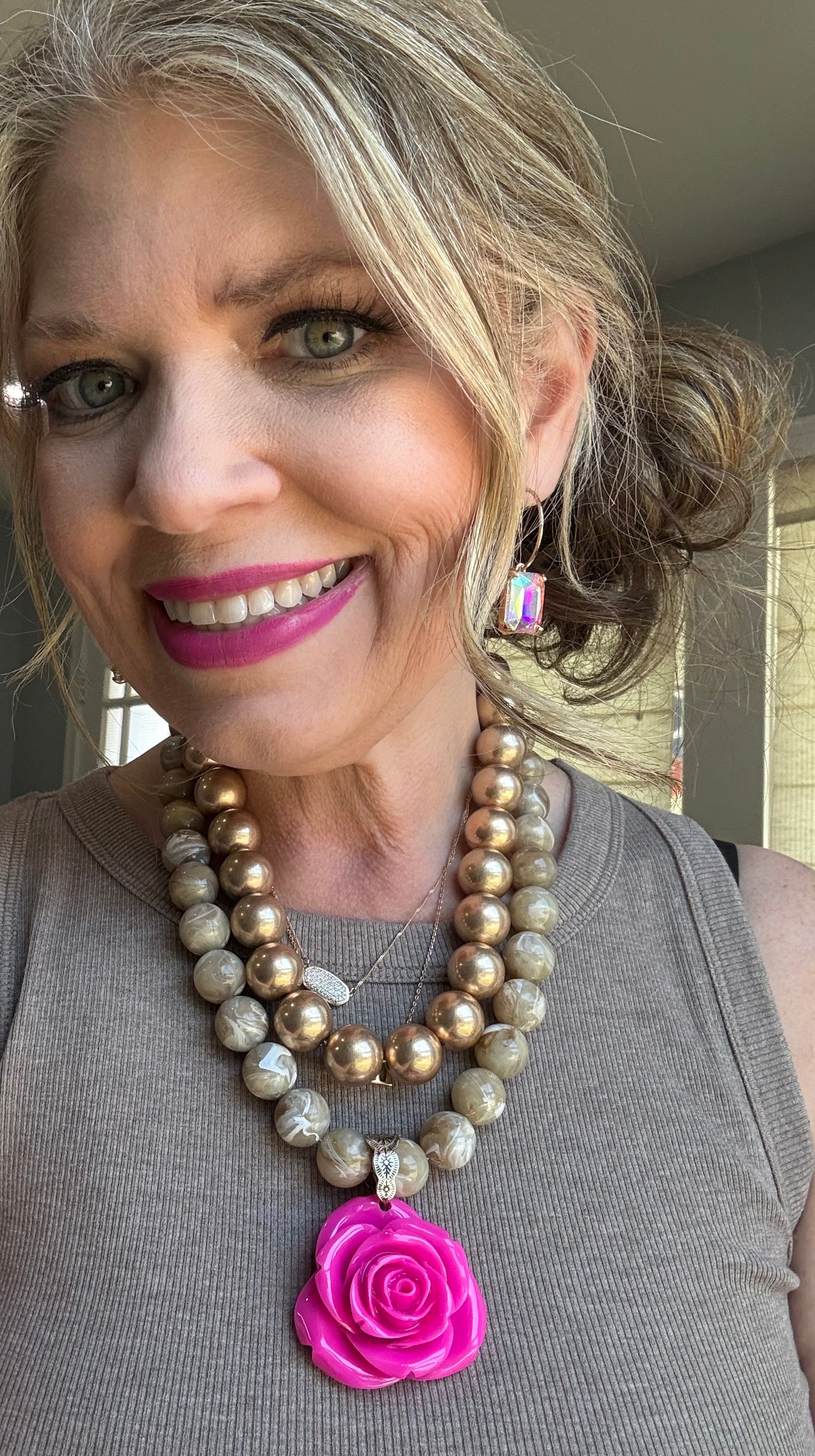 Matte Gold Beaded Necklace