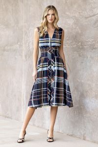 Hattie Plaid  Midi Dress