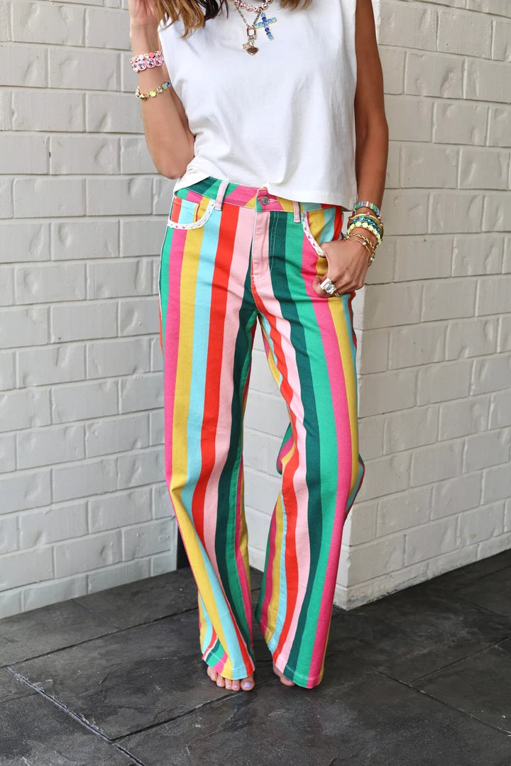 Holiday Hue Rainbow Stripe Jeans