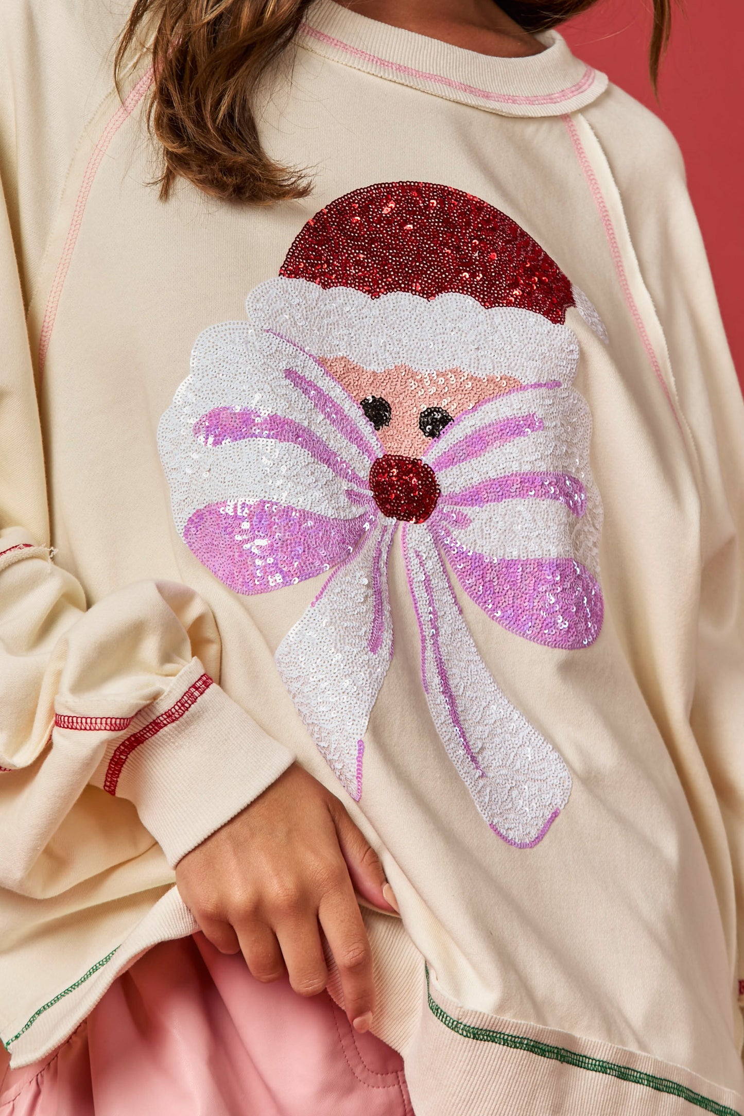 Santa & Bow Sequin Sweatshirt