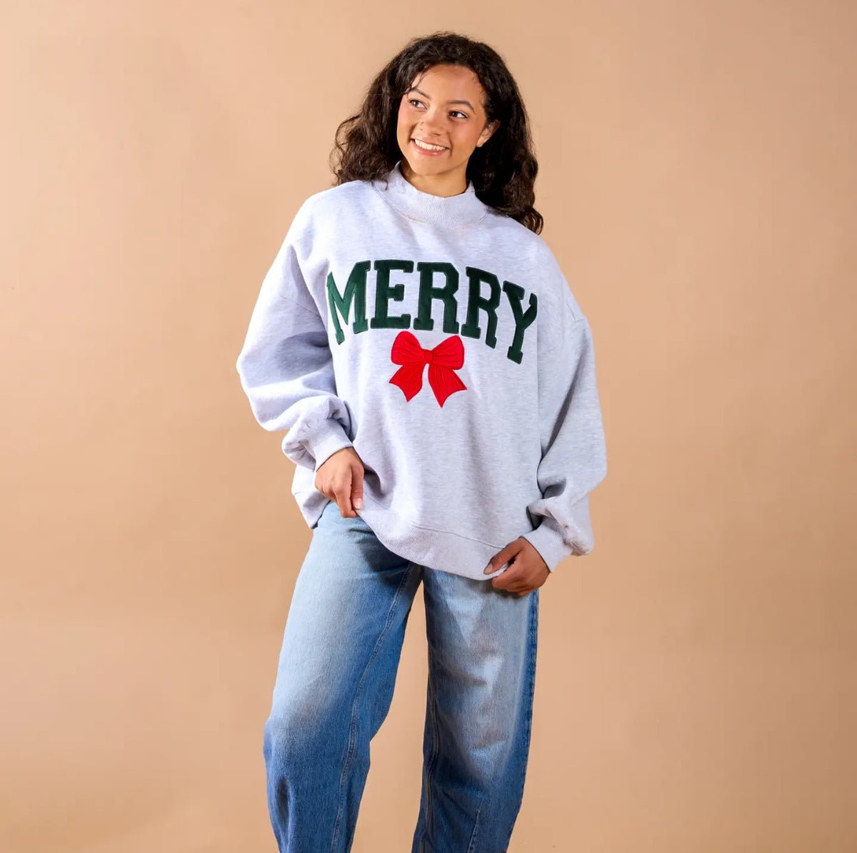 Merry Bow Mockneck Sweatshirt