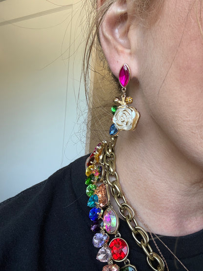 Jeweled Rose Earrings