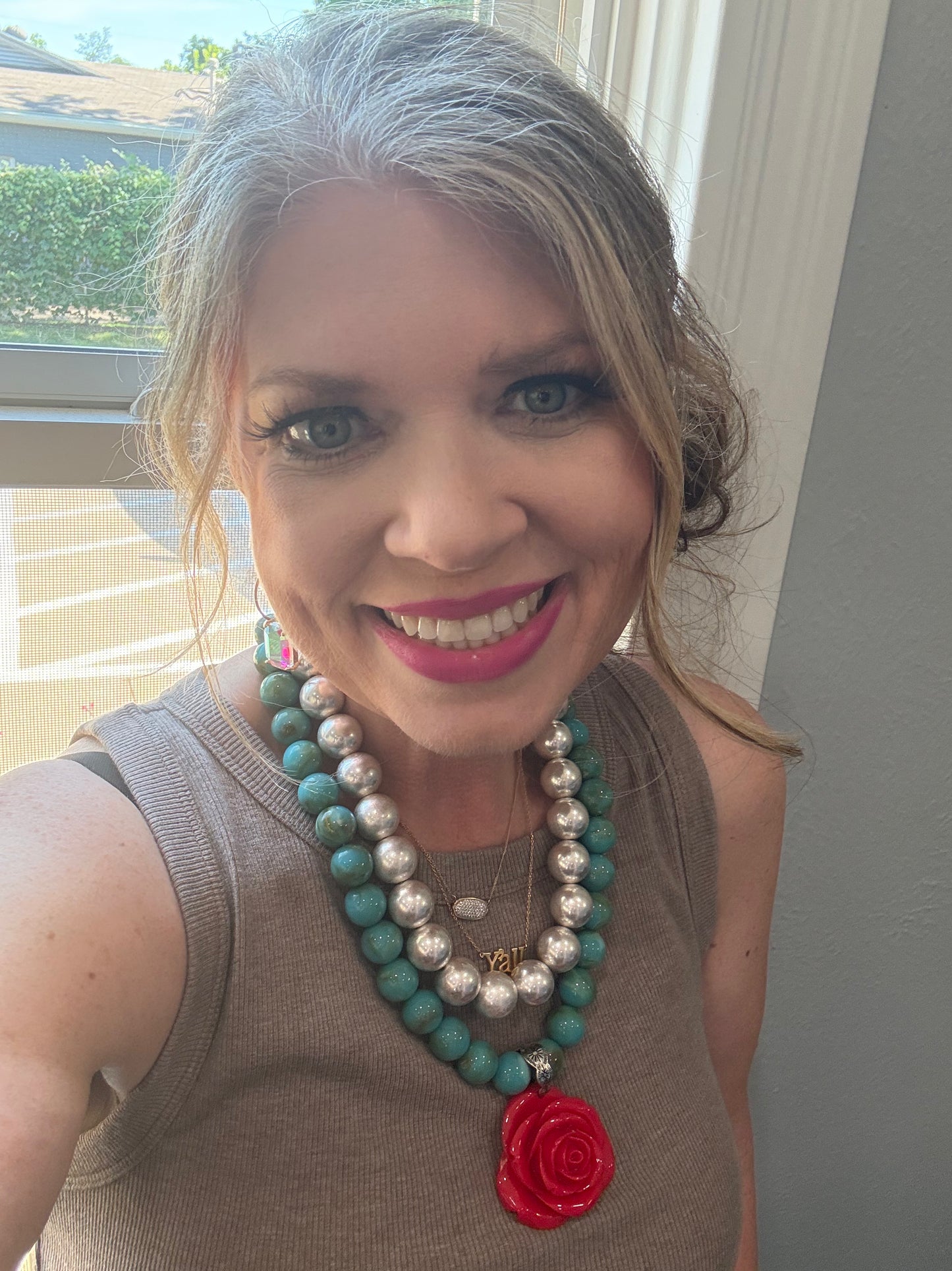 Matte Silver Beaded Necklace