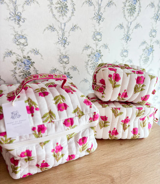 Quilted Cosmetic Bag Set