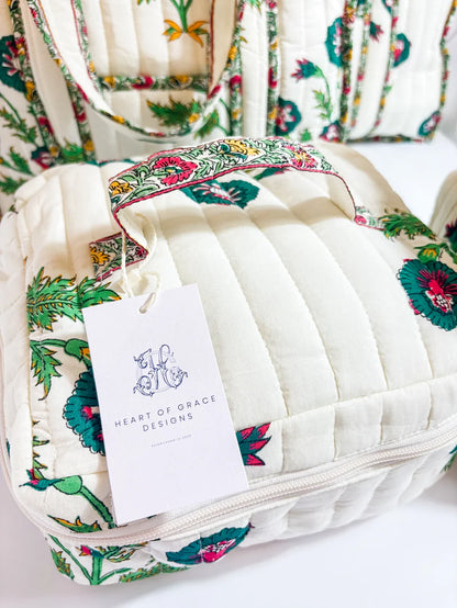 Quilted Cosmetic Bag Set