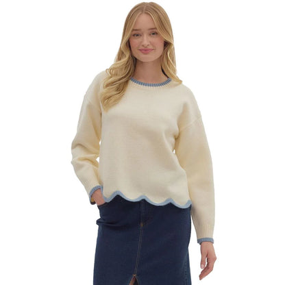 Joleigh Scalloped Trimmed Sweater