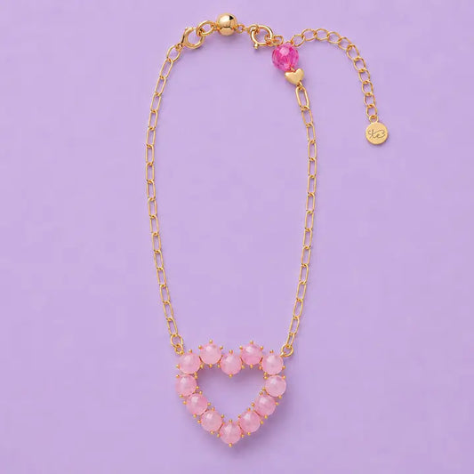 Katie Pink Opal Heart Necklace