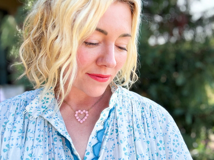 Katie Pink Opal Heart Necklace