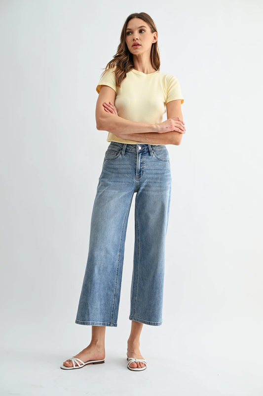 Michelle Mid-Rise Wide Crop Jeans