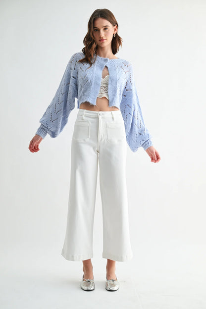Mica Rise Ankle Wide Leg-White