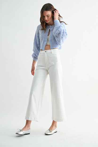 Mica Rise Ankle Wide Leg-White