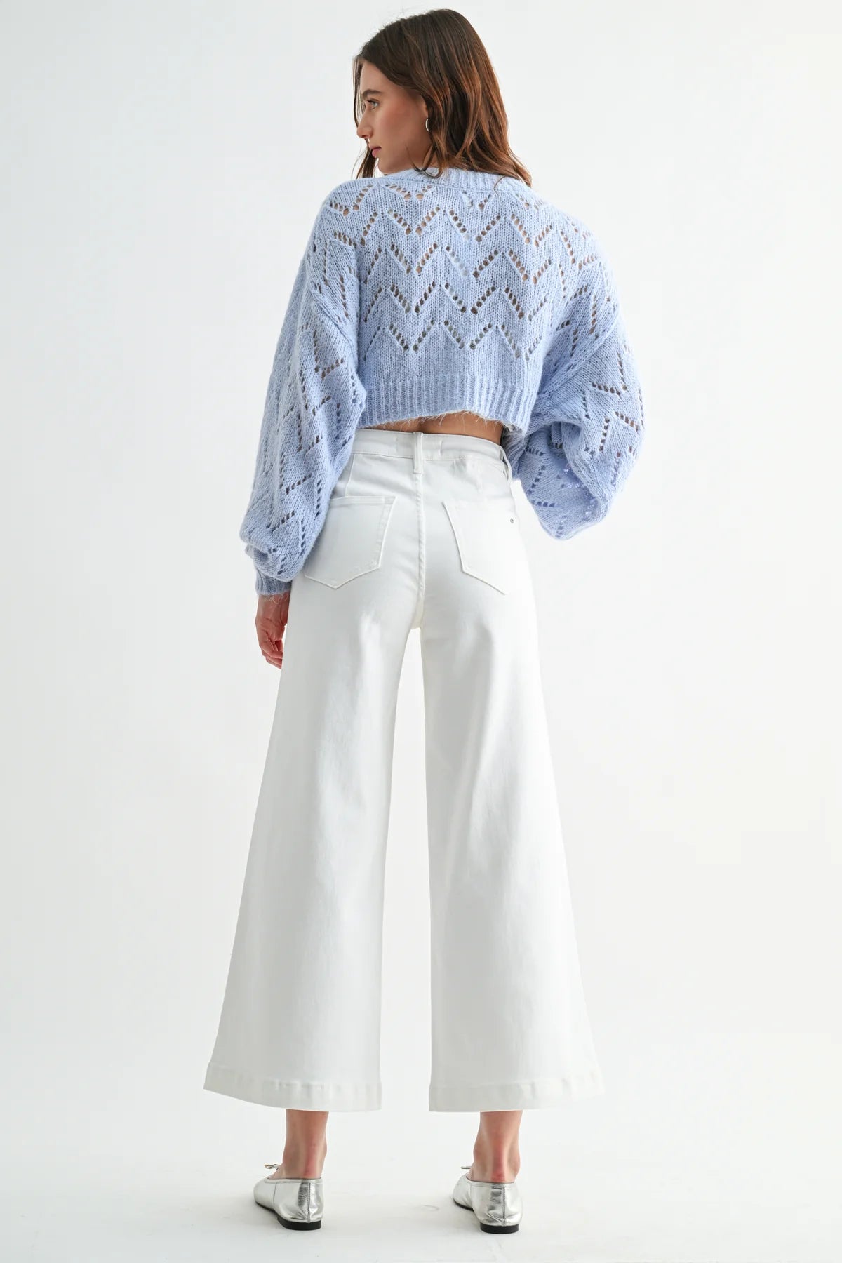 Mica Rise Ankle Wide Leg-White