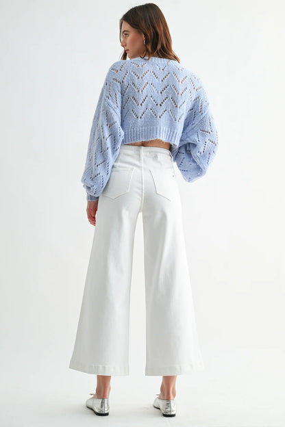 Mica Rise Ankle Wide Leg-White