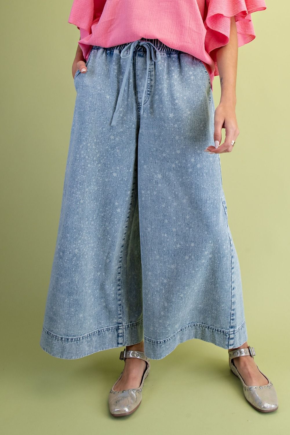 Milky Way Star Printed Denim Pants