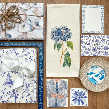 Royal Blue Hydrangea Flour Sack Tea Towel