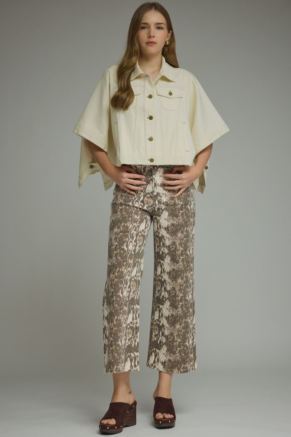 Snake Print Crop Pants