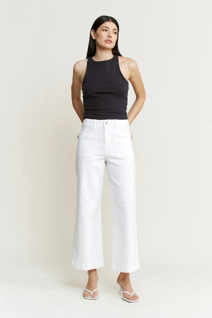 Super High Cropped White Jeans