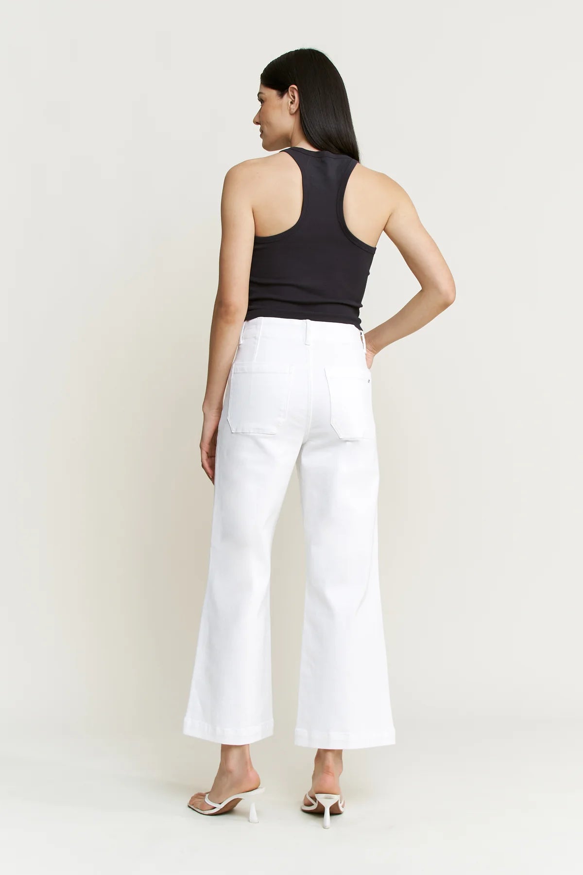 Super High Cropped White Jeans