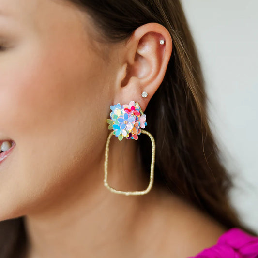 Taylor Shaye Rainbow Iridescent Flower Hoops