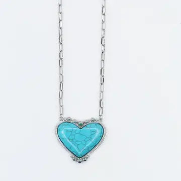 Turquoise Heart Treasure Silver Necklace