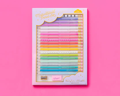 Taylor Elliott Pencil Set - Motivational - Asst Colors - 22 Pcs