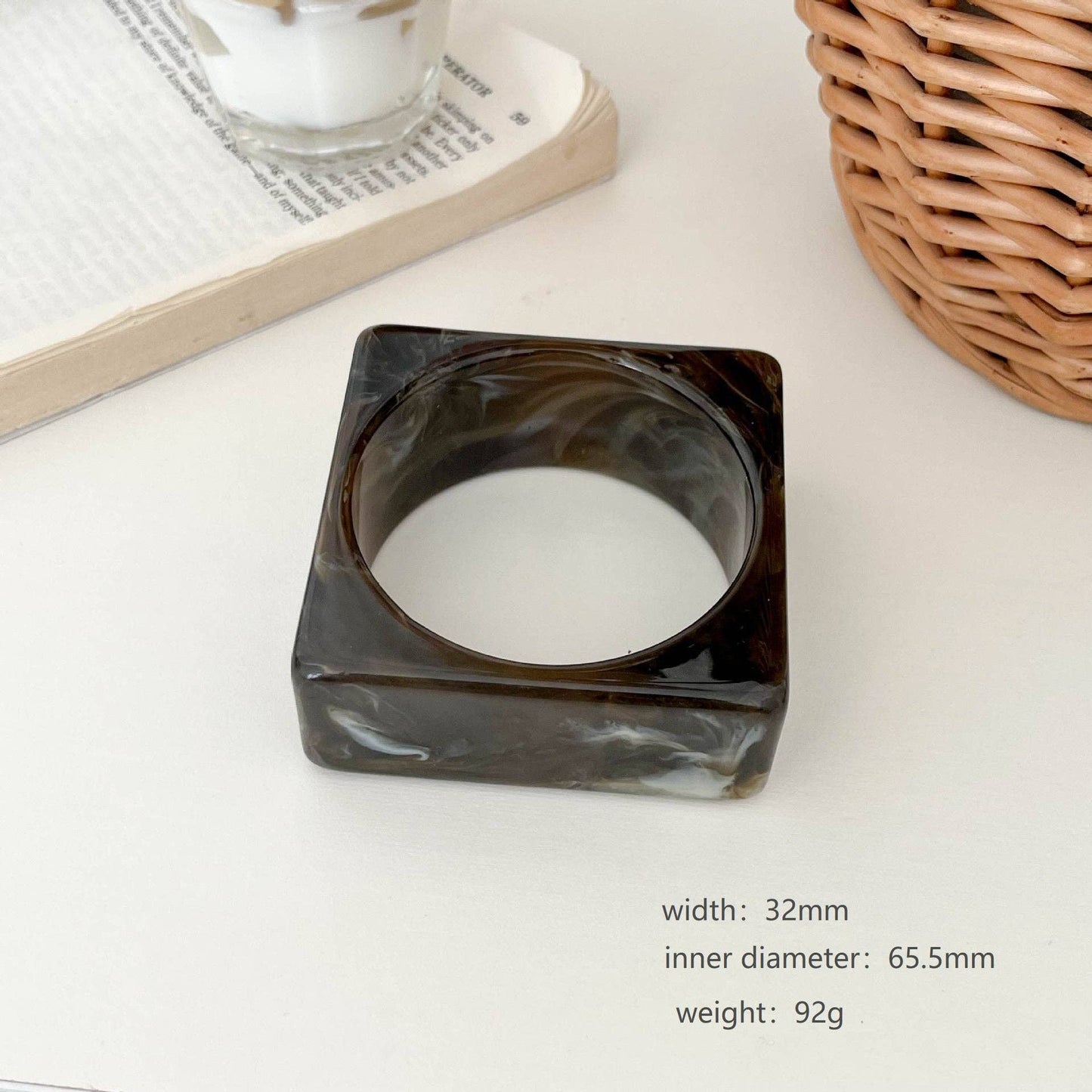 Retro Resin Stackable Geometric Bangle Bracelet MK2PPPO6W6JBR128