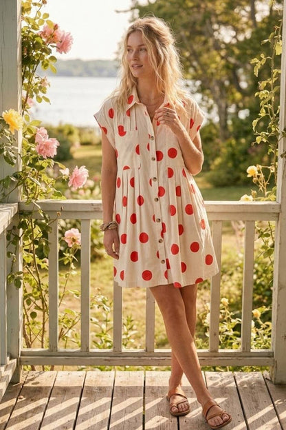 GameDay Polka Dot Button Down Mini Dress