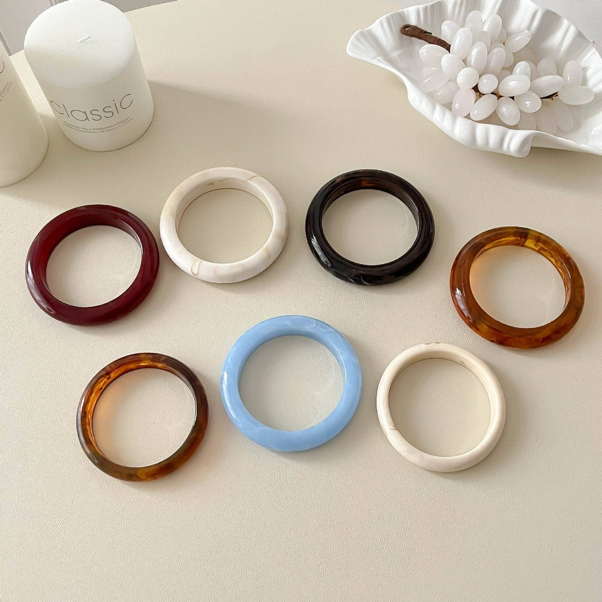 Trendy Geometric Resin Stackable Bangle Bracelet MK2PPPO6W6JBR129