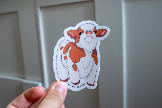 Fuzzy Cow Sticker