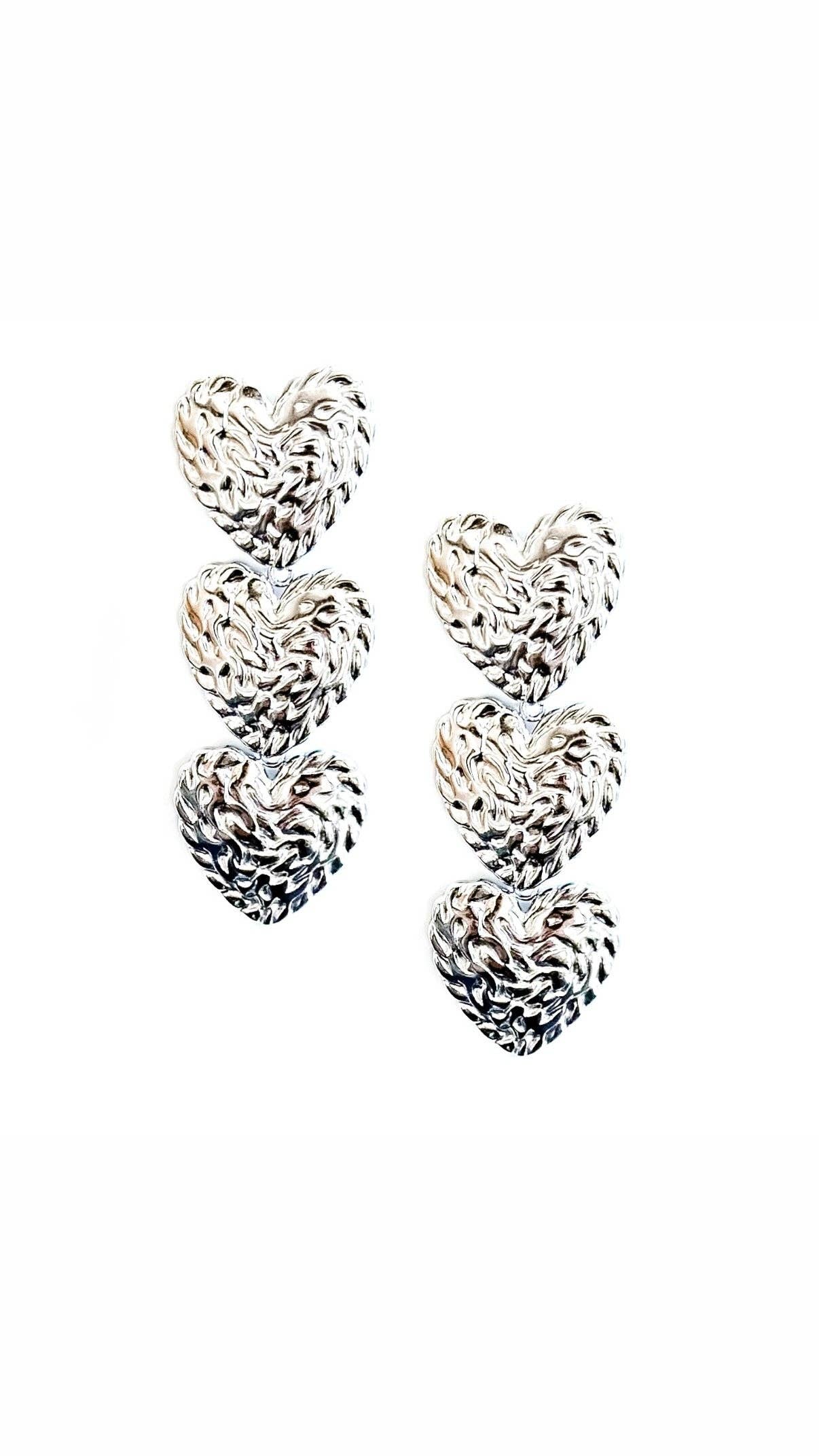 Evian Textured Heart Earrings