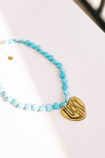 Lucky In Love Stone Necklace - Turquoise