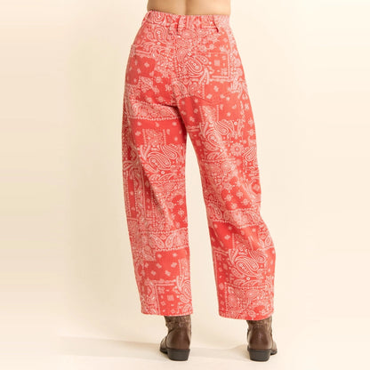 Bandana Print Pants - Red
